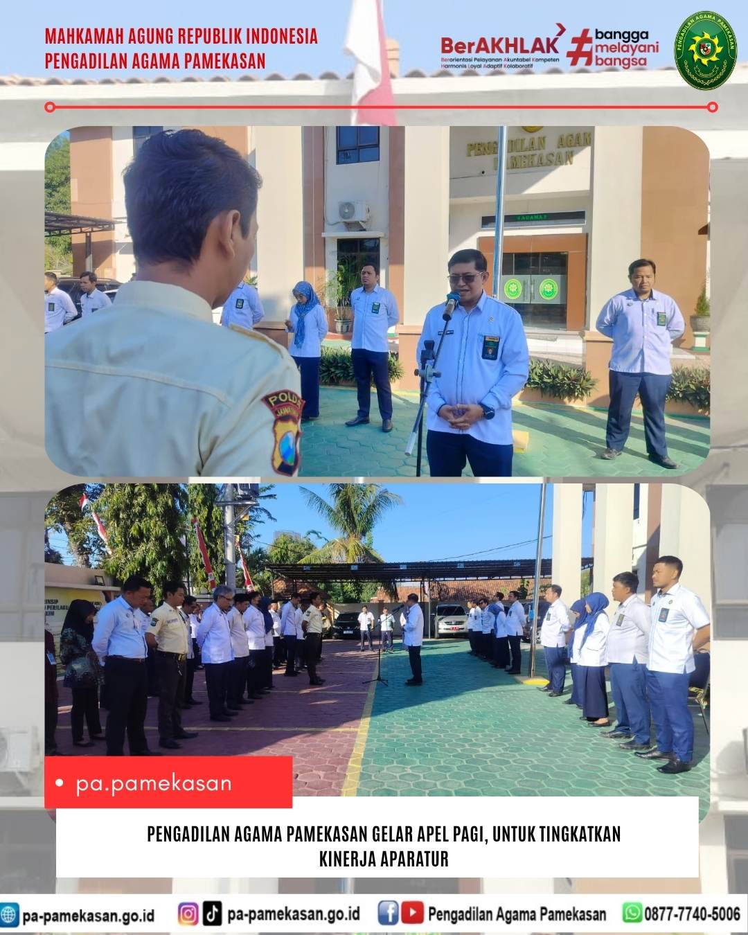 PA Pamekasan Gelar Apel Pagi:  Wakil Ketua Sampaikan Filosofi  PLN untuk Tingkatkan Kinerja Aparatur